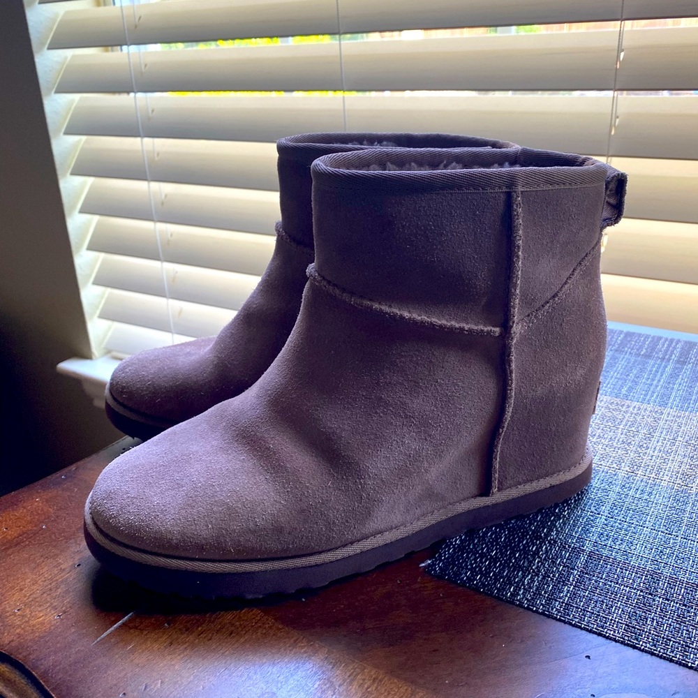 UGG suede wedge booties. Tan suede. Super comfortable and mint condition!!